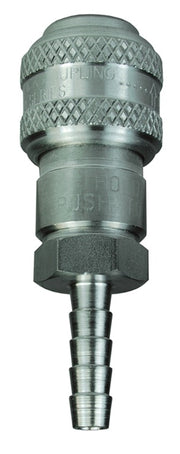 3DS3-S by Dixon Valve | Pneumatic Quick Disconnect Coupling | D-Series | Hose Barb | 3/8" Hose ID x 3/8" Automatic Industrial Interchange | Socket | Nitrile Seal | 303 Stainless Steel