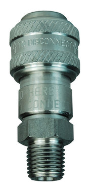 2DM2-S by Dixon Valve | Pneumatic Quick Disconnect Coupling | D-Series | 1/4" Male NPTF x 1/4" Automatic Industrial Interchange | Socket | Nitrile Seal | 303 Stainless Steel