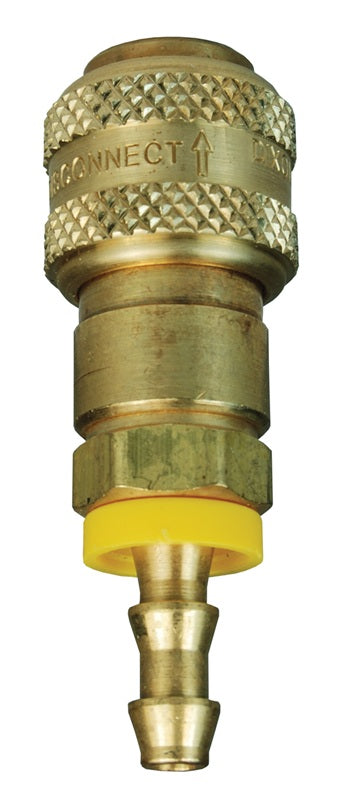 2DB2-B by Dixon Valve | Pneumatic Quick Disconnect Coupling | D-Series | Push-Loc Hose Barb | 1/4" Hose ID x 1/4" Automatic Industrial Interchange | Socket | Nitrile Seal | Brass