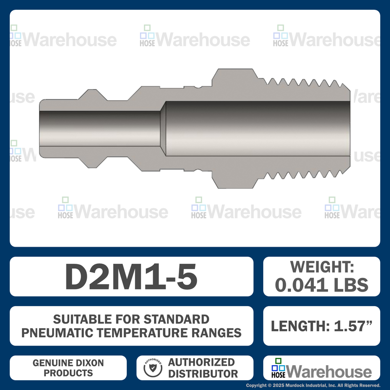 D2M1 by Dixon Valve | Pneumatic Quick Disconnect Coupling | DF-Series | 1/8" Male NPTF x 1/4" Industrial Interchange | Plug | Steel