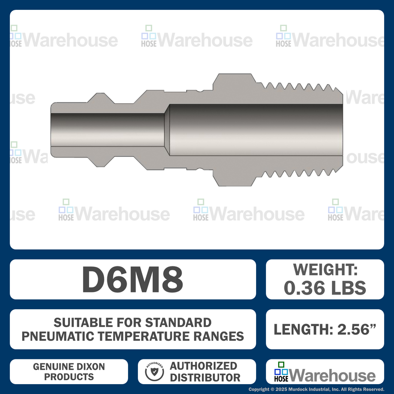 D6M8 by Dixon Valve | Pneumatic Quick Disconnect Coupling | DF-Series | 1" Male NPTF x 3/4" Industrial Interchange | Plug | Steel