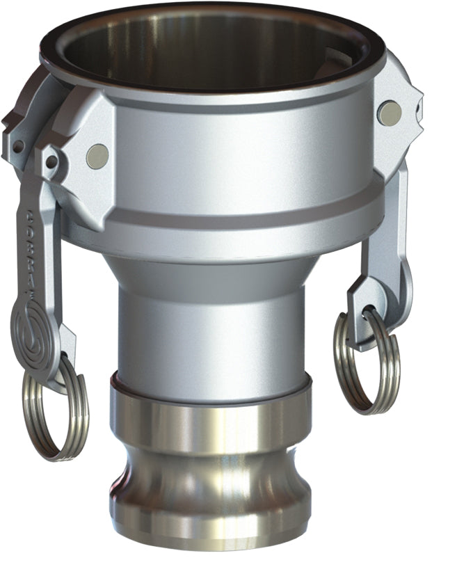 DA-316-6040 by Campbell Fittings | Standard Cam & Groove | Jump Size | 6" Coupler x 4" Adapter | Straight | 316 Stainless Steel
