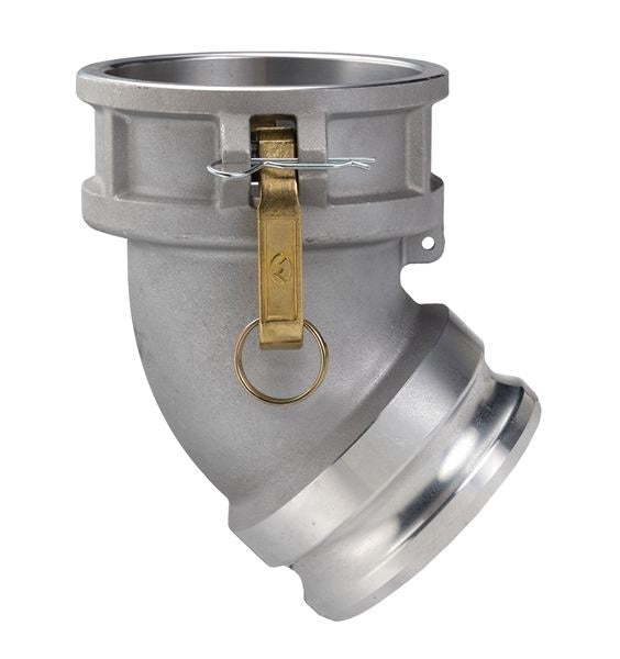 DA45-A200 by Kuriyama | DA45-A Series | Part DA | 45° Elbow | Cam & Groove Adapter | 2" Coupler x 2" Adapter | Aluminum