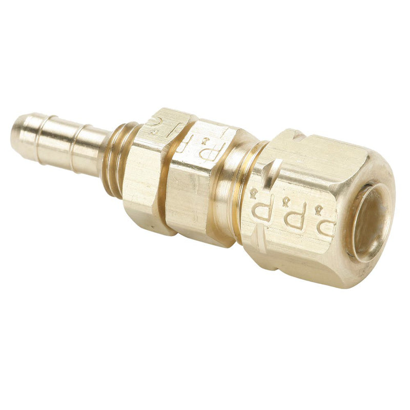 22CABH-6-6 by Parker | Dubl-Barb® Fittings | 3/8" Tube OD x .250 Tube ID | 7/16" Hex | 1.87" Length | Straight | Brass | Pack of 25
