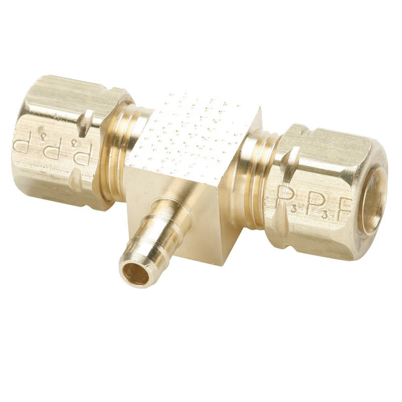 233-6-6-4 by Parker | Dubl-Barb® Fittings | 3/8" Tube Compression x 3/8" Tube Compression x 1/4" Hose Barb | 1.74" Length | Tee | Brass | Pack of 10