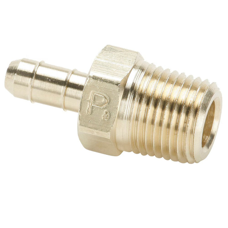 28-5/32-2 by Parker | Dubl-Barb® Fittings | 5/32" Tube OD x .096" Tube ID x 1/8" Male Pipe Thread | 7/16" Hex | .84" Length | Straight | Brass | Pack of 100