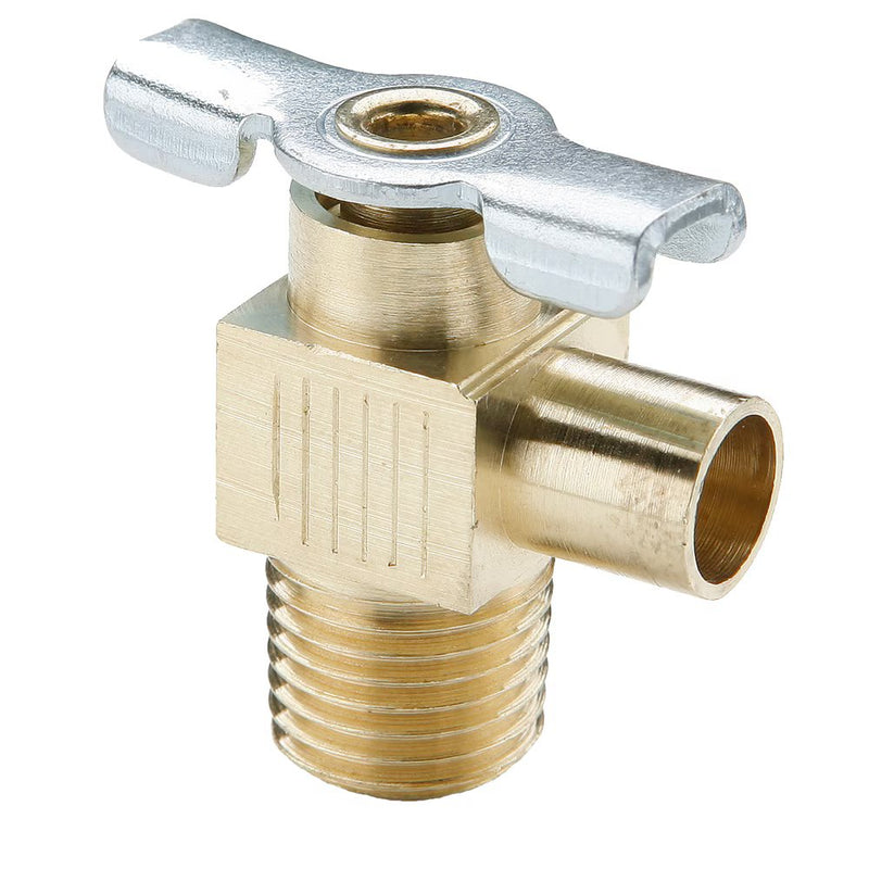 DC607-4 by Parker | Bib Drain Valve | 3/8" Hose Size x 1/4" Male Pipe Thread | 1.32" Length | 90° Elbow | Brass | Pack of 10