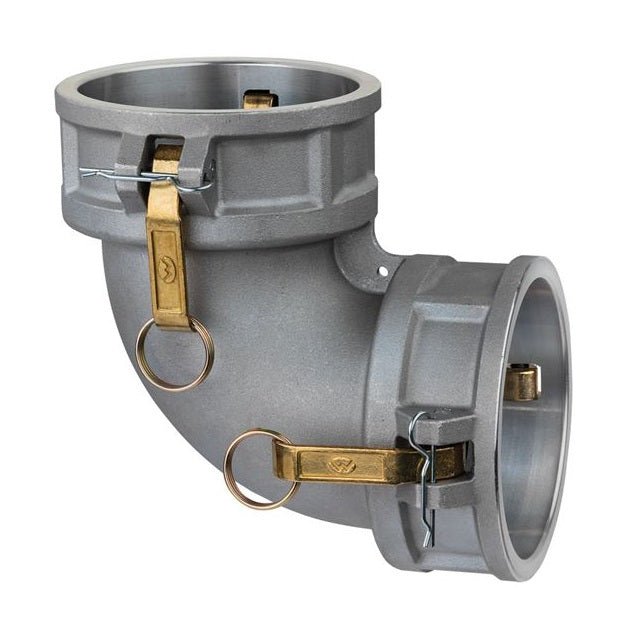 DD90-AL200 by Kuriyama | DD90-AL Series | Part DD | 90° Elbow | Cam & Groove Spool Coupler | 2" Coupler x 2" Coupler | Aluminum