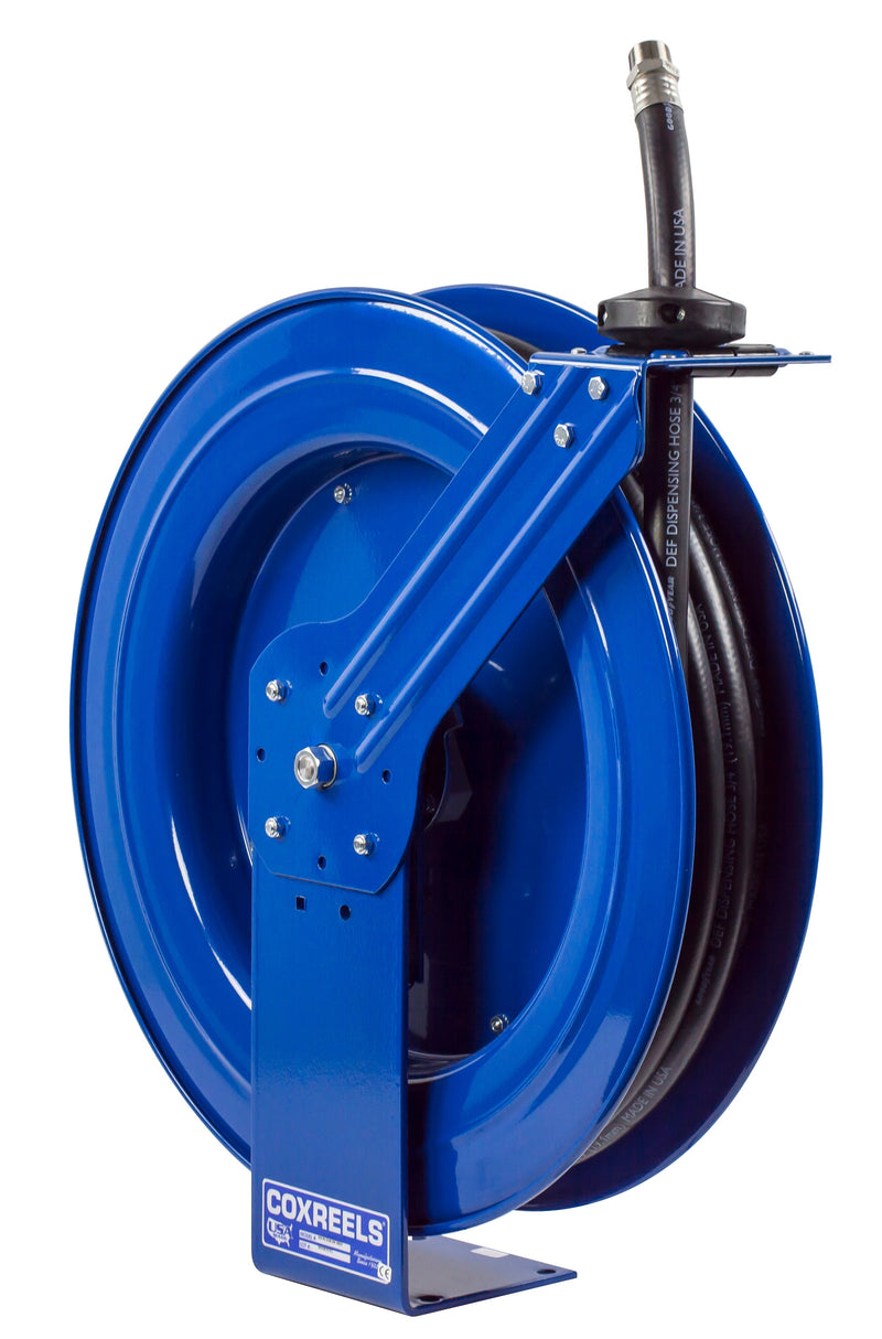 SH-N-550-DF-BBX by Coxreels | SH-DEF Series | 300 PSI Spring Driven Hose Reel for DEF | 3/4" Hose ID, 3/4" FNPT Inlet x 3/4" MNPT Hose End | Steel | 50ft EPDM Hose Included