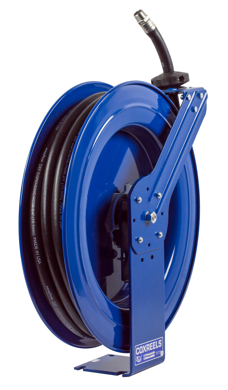 SH-N-525-DF-BBX by Coxreels | SH-DEF Series | 300 PSI Spring Driven Hose Reel for DEF | 3/4" Hose ID, 3/4" FNPT Inlet x 3/4" MNPT Hose End | Steel | 25ft EPDM Hose Included
