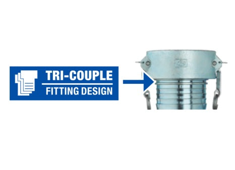DI-C400 by Kuriyama | DI-C Series | Part C | Cam & Groove FItting | Tri-Couple | 4" Coupler x 4" Hose Barb | Ductile Iron