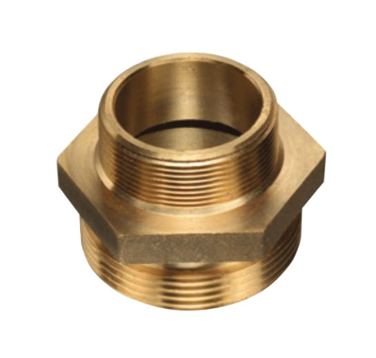 DMHN-40PT40ST by Kuriyama | DMHN Series | Hydrant & Garden Hose Adapter | Hex Nipple | 2-1/2" Male NPT x 2-1/2" Male NST | Brass