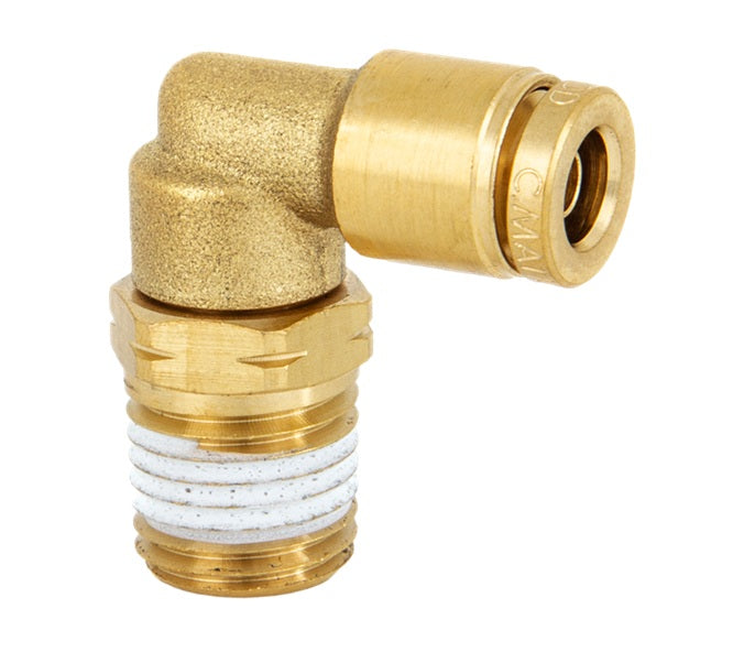 DOT-BRME90S-1012 Kuri-Tec ENDURE™ by Kuriyama | DOT-BRME90S Series | DOT Air Brake Push-to-Connect Swivel Fitting | 90° Elbow | 5/8" Tube OD x 3/4" Male NPTF | Brass