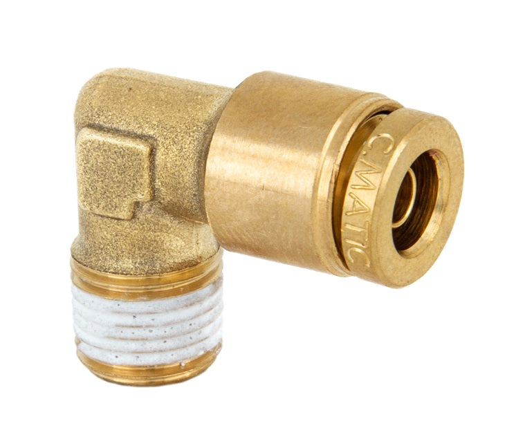 DOT-BRME90-0606 Kuri-Tec ENDURE™ by Kuriyama | DOT-BRME90 Series | DOT Air Brake Push-to-Connect Fitting | 90° Elbow | 3/8" Tube OD x 3/8" Male NPTF | Brass