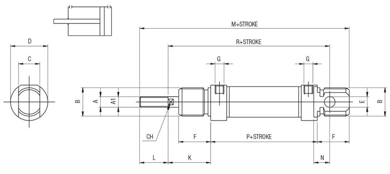 MF0100010 by AIGNEP | ISO 6432 Cylinders Series | ISO 6432 | Double Acting Magnetic Cylinder | 10mm x 10mm