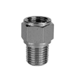 1100x6PPx6 by Danfoss | BSPP to NPTF Adapter | 3/8" Male NPTF x 3/8" Female BSPP | Nickel Plated Brass