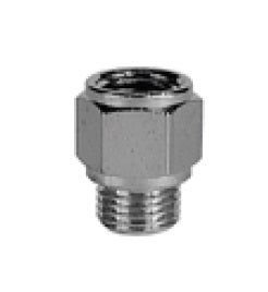 1150X2X2PP by Danfoss | BSPP to NPTF Adapter | 1/8" Male BSPP x 1/8" Female NPTF | Nickel Plated Brass