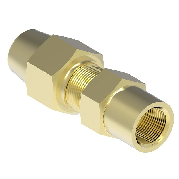 1661X6 by Danfoss | SelfAlign Adapter | Female Connector | Long Nut | 3/8" Tube OD x 1/4" Female NPTF | Brass