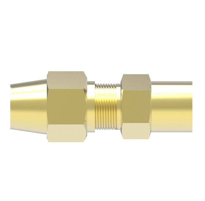 166X4X4 by Danfoss | Compression Fitting | Female Connector | Long Nut | 1/4" Tube OD x 1/4" Female NPTF | Brass