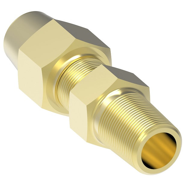 1681X4 by Danfoss | SelfAlign Adapter | Male Connector | Long Nut | 1/4" Tube OD x 1/8" Male NPTF | Brass