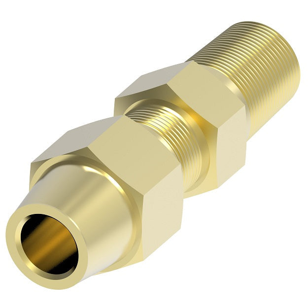 1681X4 by Danfoss | SelfAlign Adapter | Male Connector | Long Nut | 1/4" Tube OD x 1/8" Male NPTF | Brass