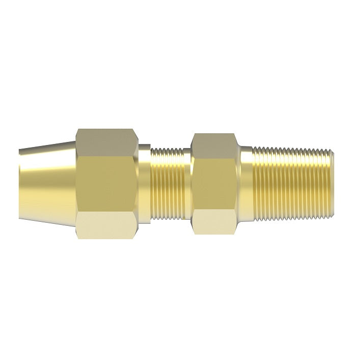 168X2 by Danfoss | Compression Fitting | Male Connector | Long Nut | 1/8" Tube OD x 1/8" Male NPTF | Brass