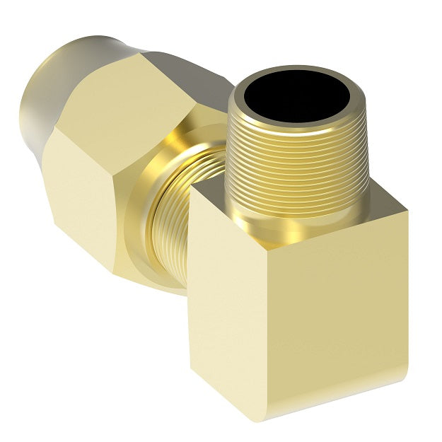 1691X4 by Danfoss | SelfAlign Adapter | Male 90° Elbow | Long Nut | 1/4" Tube OD x 1/8" Male NPTF | Brass