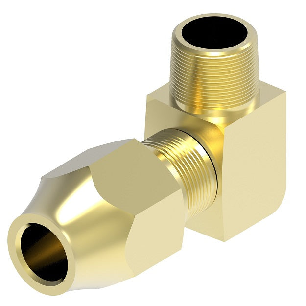 169X4X4 by Danfoss | Compression Fitting | Male Connector 90° Elbow | Long Nut | 1/4" Tube OD x 1/4" Male NPTF | Brass