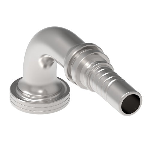 1W12FHB12 Aeroquip by Danfoss | SAE Code 62 Flange Nipple for Four Spiral Hose | 90° Elbow | -12 SAE Code 62 Flange x -12 Hose Barb | Steel