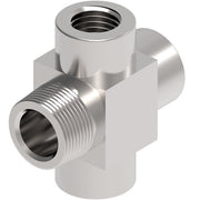 208007-6-6S Aeroquip by Danfoss | Elbow Cross Adapter | 3/8" Male NPTF x 3/8" Female NPTF x 3/8" Female NPTF x 3/8" Female NPTF | Carbon Steel