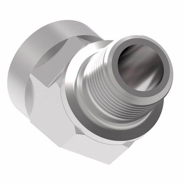 2088-8-8S Aeroquip by Danfoss | External Pipe/Internal Pipe 45° Elbow Adapter | -08 Female NPTF x -08 Male NPTF | Steel