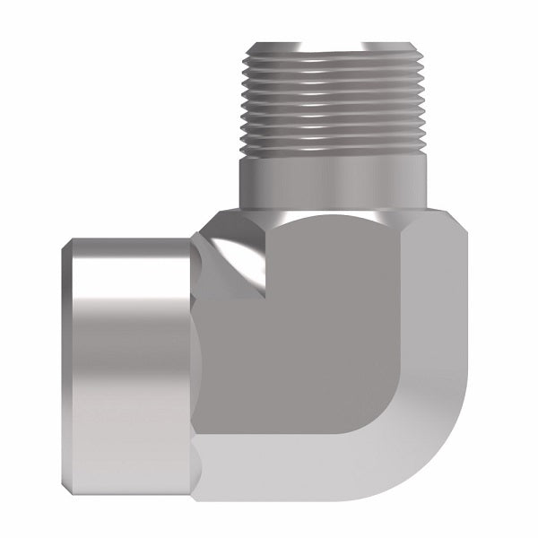 2089-2-4S Aeroquip by Danfoss | External Pipe/Internal Pipe 90° Elbow Adapter | -02 Male NPTF x -04 Female NPTF | Steel