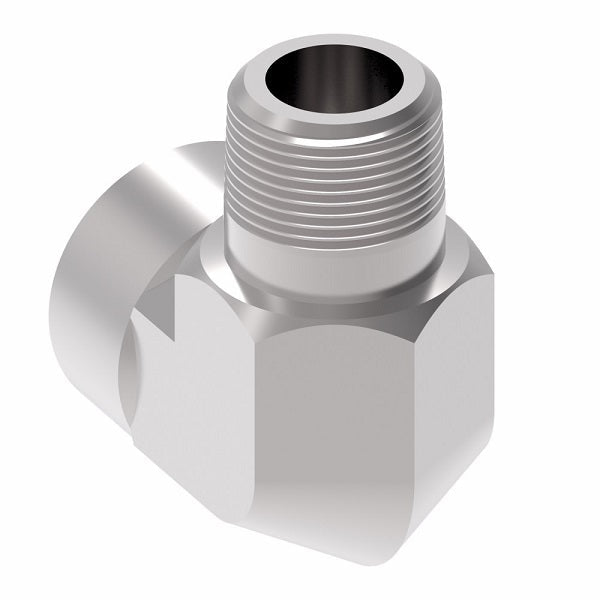 2089-6-8S Aeroquip by Danfoss | External Pipe/Internal Pipe 90° Elbow Adapter | -06 Male NPTF x -08 Female NPTF | Steel