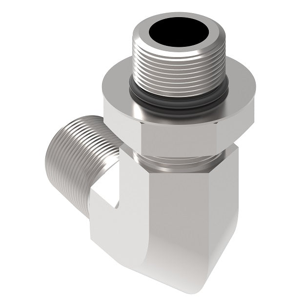 2213-8-10S Aeroquip by Danfoss | Male 90° Elbow Adapter | 1/2" Male NPTF x 7/8" Male SAE ORB | Carbon Steel