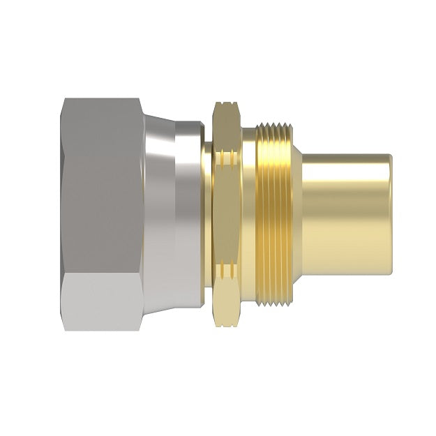 63-185535-10 Aeroquip by Danfoss | Reusable PTFE Hose Fitting | Nipple Assembly | -10 Female 37° JIC Flare Swivel x -10 Reusable Hose End | Brass & Steel