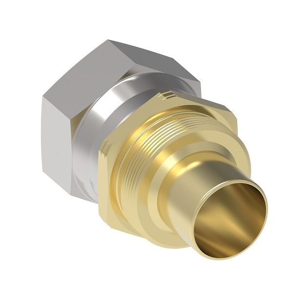 63-185535-20 Aeroquip by Danfoss | Reusable PTFE Hose Fitting | Nipple Assembly | -20 Female 37° JIC Flare Swivel x -20 Reusable Hose End | Brass & Steel