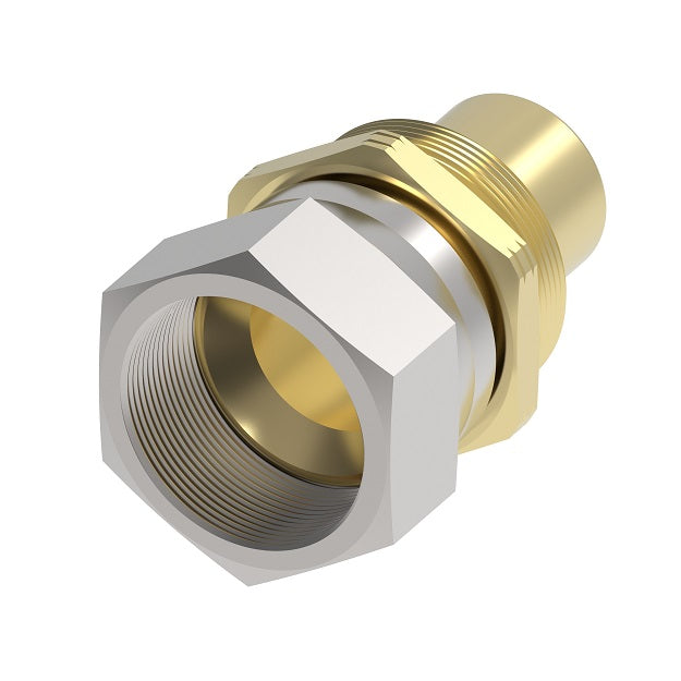 63-185535-16 Aeroquip by Danfoss | Reusable PTFE Hose Fitting | Nipple Assembly | -16 Female 37° JIC Flare Swivel x -16 Reusable Hose End | Brass & Steel