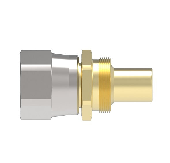 63-473A-6 Aeroquip by Danfoss | Reusable PTFE Hose Fitting | Nipple Assembly | -06 Female 37° JIC Flare Swivel x -06 Reusable Hose End | Brass & Steel