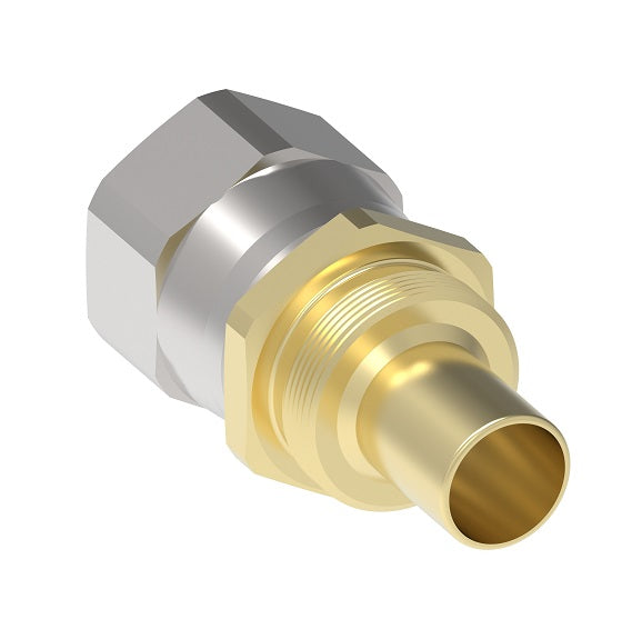 63-473A-6 Aeroquip by Danfoss | Reusable PTFE Hose Fitting | Nipple Assembly | -06 Female 37° JIC Flare Swivel x -06 Reusable Hose End | Brass & Steel