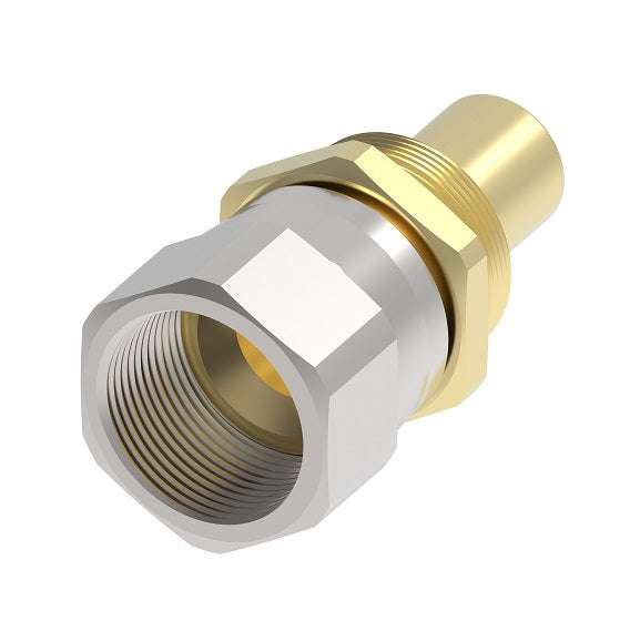 63-473A-6 Aeroquip by Danfoss | Reusable PTFE Hose Fitting | Nipple Assembly | -06 Female 37° JIC Flare Swivel x -06 Reusable Hose End | Brass & Steel
