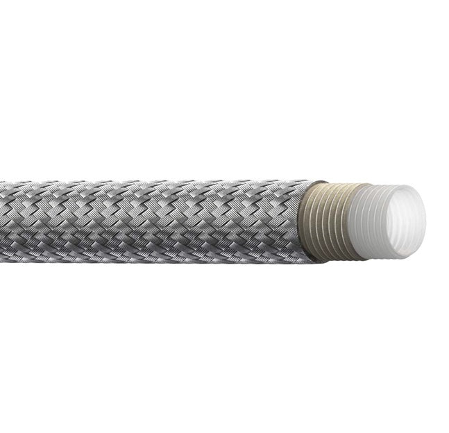 8012 Everflex by Danfoss | 8000 Series | Non-Conductive Convoluted Teflon™ Hose | 3/4" Hose ID | 304 Stainless Steel Braid