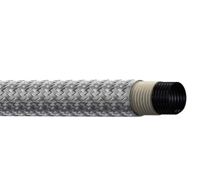 8532 Everflex by Danfoss | 8500 Series | Conductive Convoluted Teflon™ Hose | 2" Hose ID | 304 Stainless Steel Braid