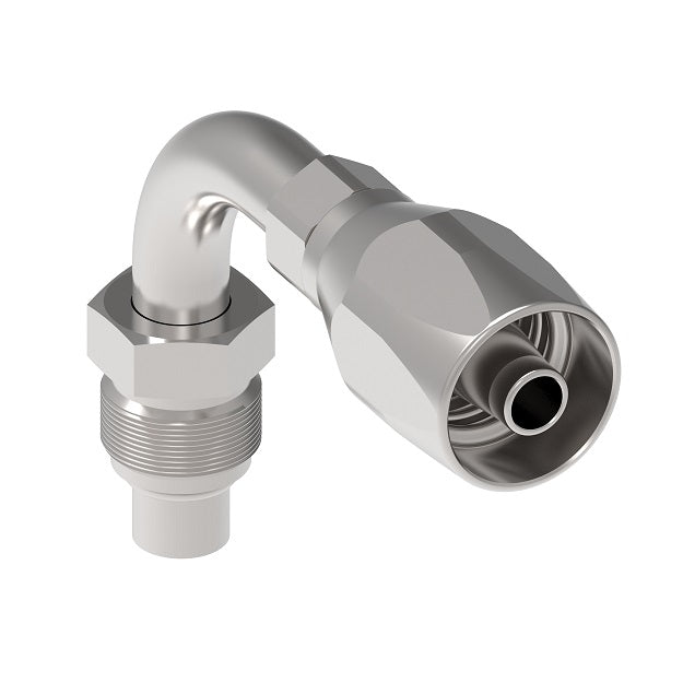 FC7662-0606S Aeroquip by Danfoss | A/C Refrigeration Reusable Hose Fitting Short Pilot | 90° Elbow | -06 Male Tube-O x -06 Reusable Hose End | Carbon Steel