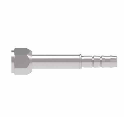 FJ4905-03-1012S Aeroquip by Danfoss | A/C Refrigeration Crimp Hose Fitting Long Pilot | -10 Female Tube-O x -12 Hose Barb | Carbon Steel
