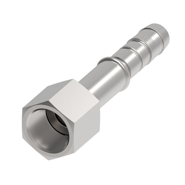 FJ4894-04-1212S Aeroquip by Danfoss | A/C Refrigeration Crimp Hose Fitting | -12 Female SAE 45° Swivel x -12 Hose Barb | Carbon Steel