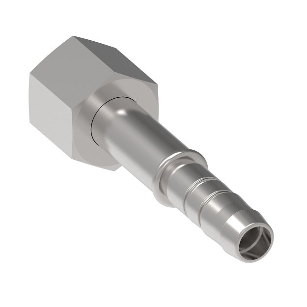 FJ4894-04-1212S Aeroquip by Danfoss | A/C Refrigeration Crimp Hose Fitting | -12 Female SAE 45° Swivel x -12 Hose Barb | Carbon Steel