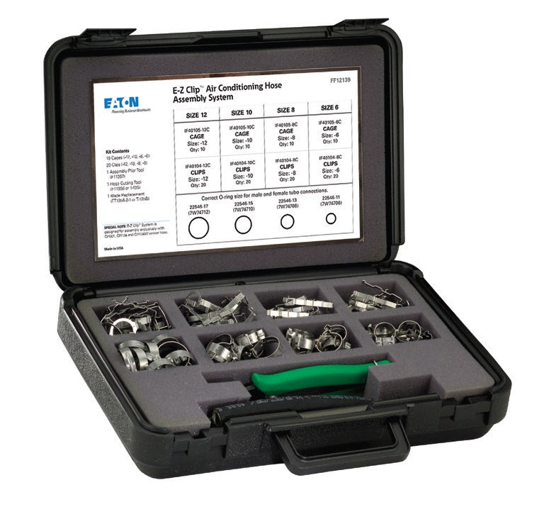 FF12139 Aeroquip by Danfoss | E-Z Clip System Kit | Includes 20 Clips, 10 Cages, Assembly Tool, Hose Cutter & Replacement Blade