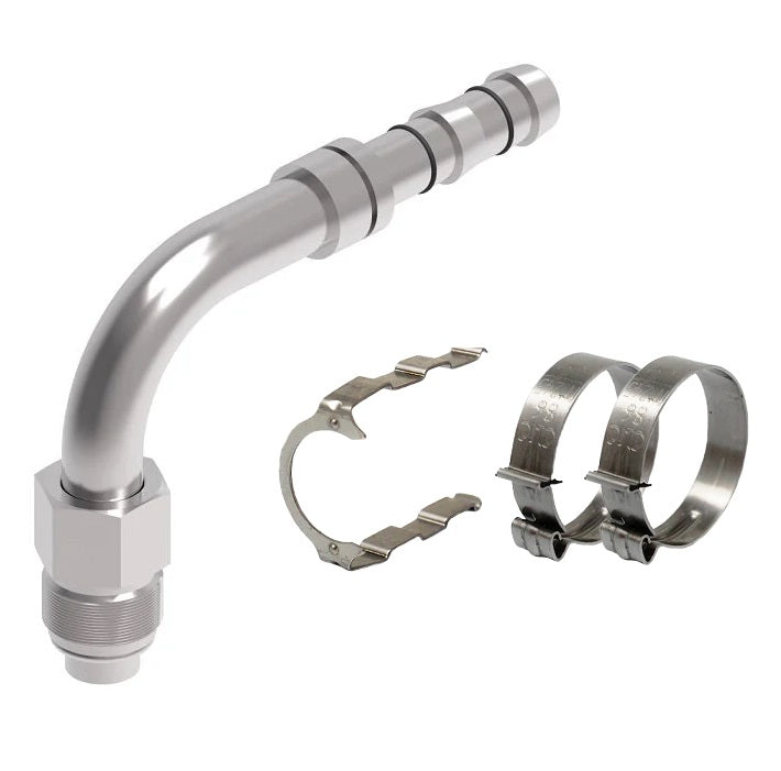 FF14205 Aeroquip by Danfoss | EZ Clip System Fitting Kit | Includes FJ3019-04-0808S Male O-Ring Short Pilot 90° Elbow Fitting with FF14172 Clip & Cage Kit