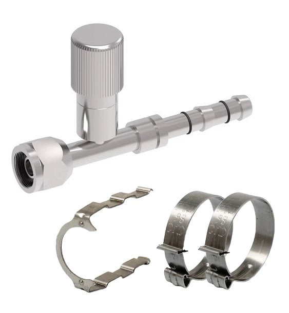 FF14226 Aeroquip by Danfoss | EZ Clip System Fitting Kit | Includes FJ3053-0808S Female O-Ring Short Pilot (R134a High Side Port) Fitting with FF14172 Clip & Cage Kit