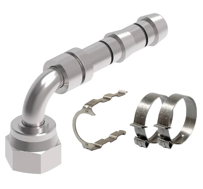FF14245 Aeroquip by Danfoss | EZ Clip System Fitting Kit | Includes FJ5994-01-0606S Female ORS Swivel 90° Elbow Fitting with FF14171 Clip & Cage Kit